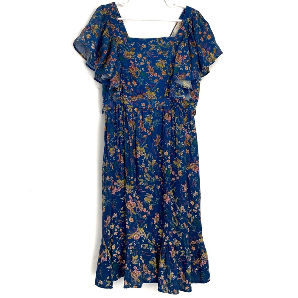 ZARA Girls Blue Floral Ruffle Dress